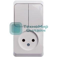 Блок ОП Этюд (1-м розетка без заземления + 2-кл. выкл.) бел. SchE