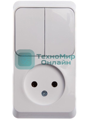 Блок ОП Этюд (1-м розетка без заземления + 2-кл. выкл.) бел. SchE