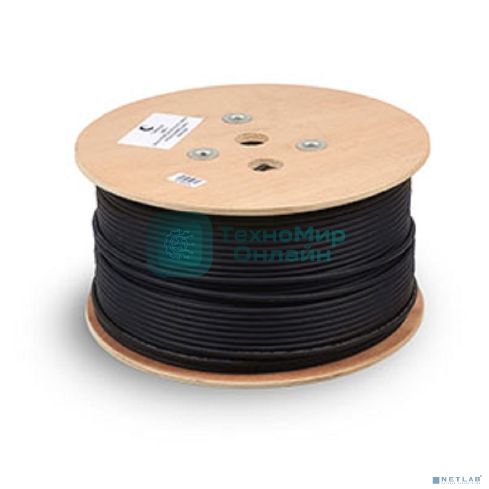 Кабель витая пара Cabeus, LSZH-UV, F/UTP, кат. 5е, проводник Ø 0,5мм, 305м, барабан, тип прокладки: снаружи зданий, цвет: черный