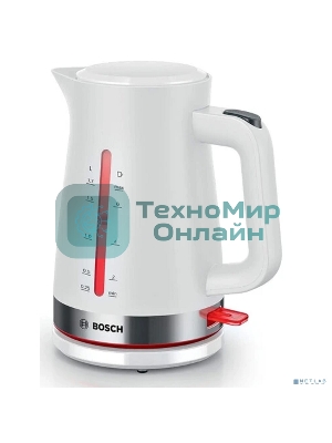 Электрочайник Bosch TWK4M221 белый, 1.7 л, 2400 Вт, скрытый нагревательный элемент