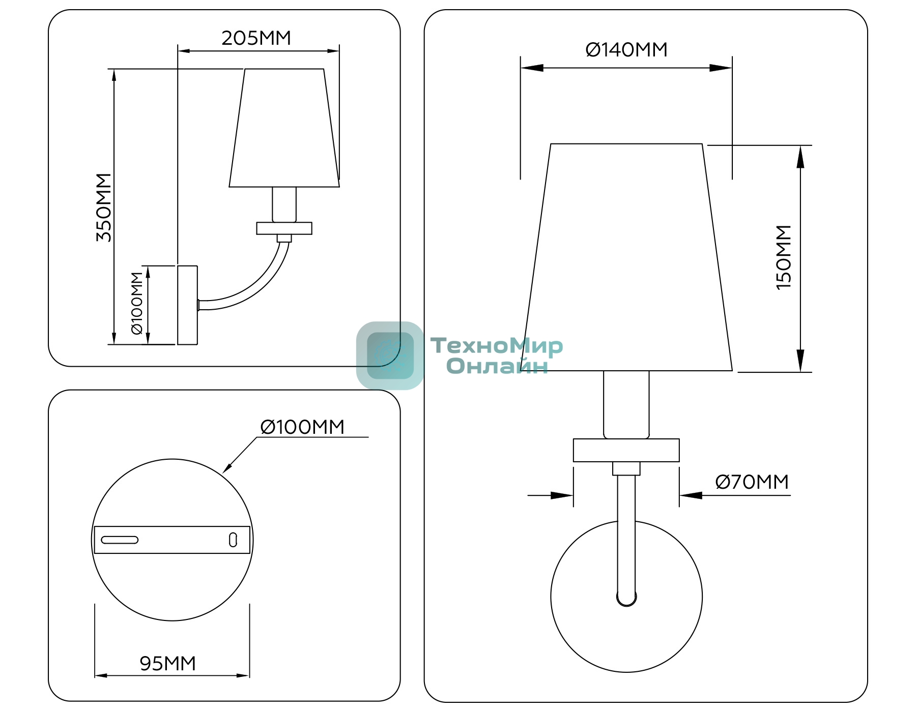 Настенный светильник Ambrella light LH75359 SB/WH бронза/белый E14 max 40W 140*205*350