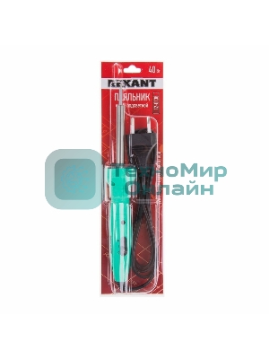 Паяльник Rexant с нагревателем, долговечное жало, 220 В/40 Вт, LED подсветка