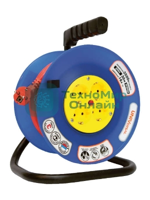 Удлинитель на катушке 4х20 м с заземл. 10А IP44 ВЕМ-250 термо ПВС 3х0.75 розетки с защ. шторками UNIVersal 1679