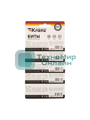 Бита Kranz PZ 2x50 мм для шуруповерта сталь S2 5 шт. (лента)