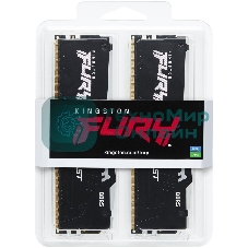 Оперативная память Kingston Fury Beast, DDR5, 64Gb (2x32Gb), 5200MHz, CL40, DIMM, с радиатором, RGB, черный