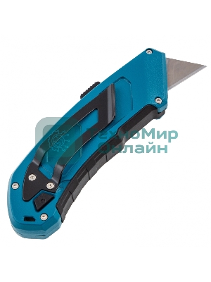 Нож Gross 130 мм, алюм. корпус, выдв. трапец. лезвие 18 мм (SK-5), клипса для ремня, 4 лезвия