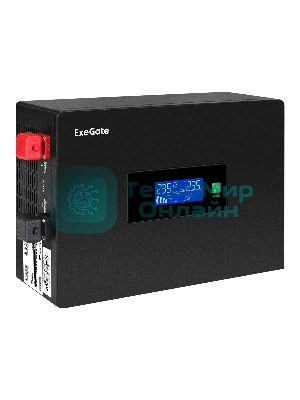 Источник бесперебойного питания (инвертор, синус, для котла, PF=1, настенный) ExeGate IdealSine SR-600.LCD.2SH 600VA/600W, чистая синусоида, цветной LCD-дисплей, 2*Schuko, настенный, черный