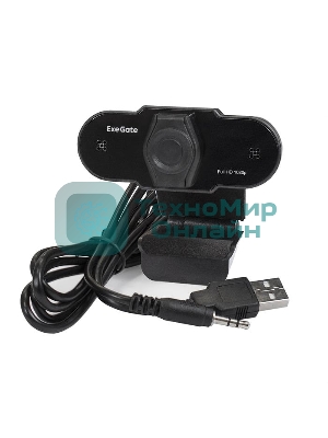 Веб-камера ExeGate BlackView C615 1920x1080, 30 кадр/с, USB Type-A, микрофон (шумоподавление), шторка приватности, универсальное крепление