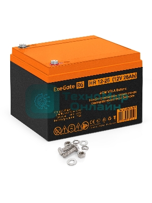 Аккумуляторная батарея ExeGate HR 12-26 (12V 26Ah, болт М5)