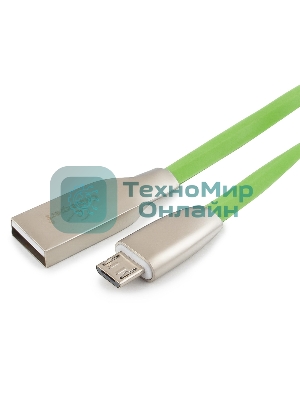Кабель USB2.0 Cablexpert CC-G-mUSB01Gn-1M, AM/microB, серия Gold, длина 1м, зеленый, блистер