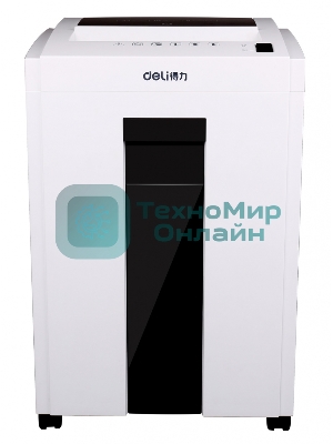 Шредер Deli 9953 белый (секр.P-5)/фрагменты/8лист./23лтр./скрепки/скобы/пл.карты/CD