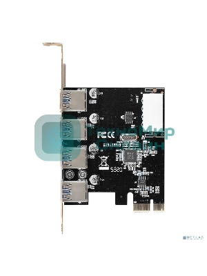 Контроллер ExeGate EXE-314 v2.0 (PCI-E x1 v2.0, 4хUSB 3.0 ext., разъем доп.питания Molex, VIA Labs Chipset VL805)