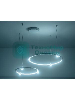 Подвесной светодиодный светильник Ambrella light FL5521/2+6 WH белый 45W 3000K/4200K/6400K D600/400*1300 (без ПДУ)