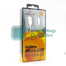 Кабель USB2.0 Cablexpert CC-G-mUSB01Gn-1M, AM/microB, серия Gold, длина 1м, зеленый, блистер