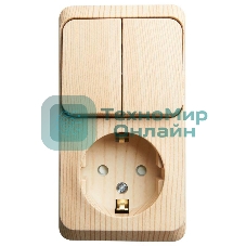 Блок ОП Этюд (1-м розетка с заземл. защ. шторки + 2-кл. выкл.) сосна SchE