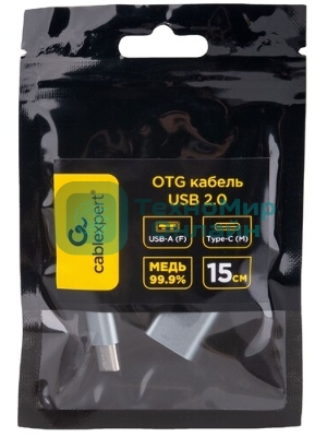 Переходник Cablexpert Переходник USB OTG, USB Type-C/USB 2.0F, пакет (A-OTG-CMAF2-01)