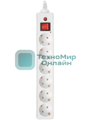 Сетевой фильтр Buro 600SH-16-3-W 3 м, 6 розеток, белый, коробка