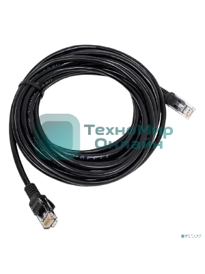 Патч-корд медный UTP Cablexpert PP10-5M/BK cat.5e, 5м, литой, многожильный, черный