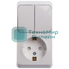 Блок ОП Этюд (1-м розетка с заземл. защ. шторки + 2-кл. выкл.) бел. SchE