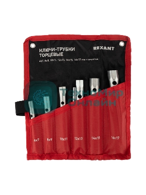 Набор ключей-трубок торцевых Rexant 8х17 мм, вороток, оцинкованные, 6 шт.