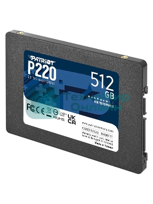 Накопитель SSD Patriot P220, 512Gb, SATA III, 2.5