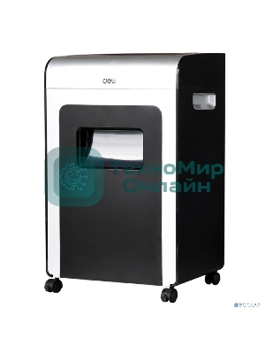 Шредер Deli E9917-EU черный/белый с автоподачей (секр.P-4)/фрагменты/16лист./31лтр./скрепки/скобы/пл.карты/CD