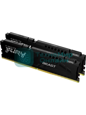 Оперативная память Kingston Fury Beast, DDR5, 32Gb (2x16Gb), 6000MHz, CL36, DIMM, с радиатором, черный