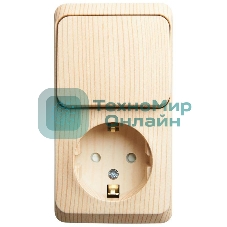 Блок ОП Этюд (1-м розетка с заземл. защ. шторки + 1-кл. выкл.) сосна SchE