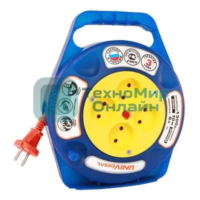 Удлинитель 4х10 м без заземл. 6А IP20 У6-015 термо ПВС 2х0.75 в закрытом корпусе защ. шторки UNIVersal 9633900