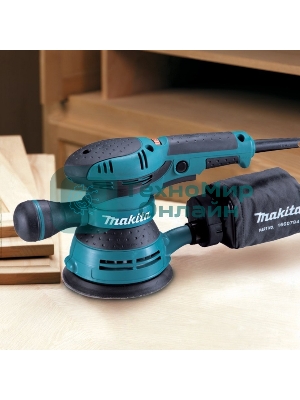 Шлифовальные машины Makita BO5041K ЭШМ, 300Вт,ф125мм,4000-12000об\м,ампл-2.8мм,1.4кг,чем,п\сборник,доп.рукоятка