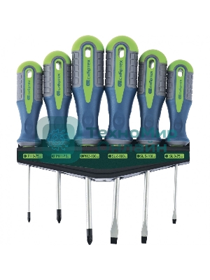 Набор отверток Сибртех, CrV, трехкомпонентные рукоятки, 6 предм