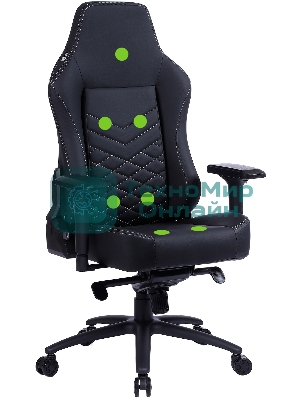 Кресло Cactus CS-CHR-0112BL-M черный, экокожа, 120 кг, подголовник, регулируемые подлокотники, механизм качания