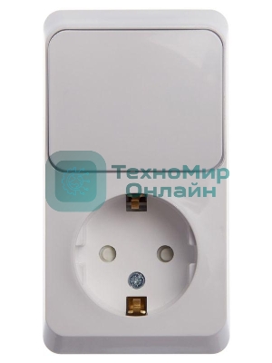 Блок Schneider-electric ЭТЮД О/У: Розетка с заземл. со шт. + Выключатель 1-клавиш., белый,