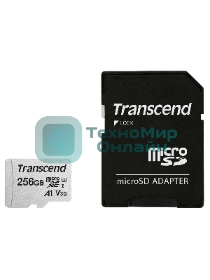 Флеш карта microSD 256Gb Transcend microSDXC Class 10 UHS-I U3, V30, A1, (SD адаптер), TLC