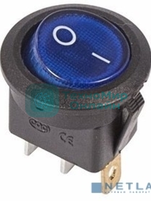 Выключатель клавишный Rexant круглый 250V 6А (3с) ON-OFF синий с подсветкой