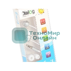 Наушники проводные Dialog EP-F55 серебристый, внутриканальные, Jack 3.5 мм