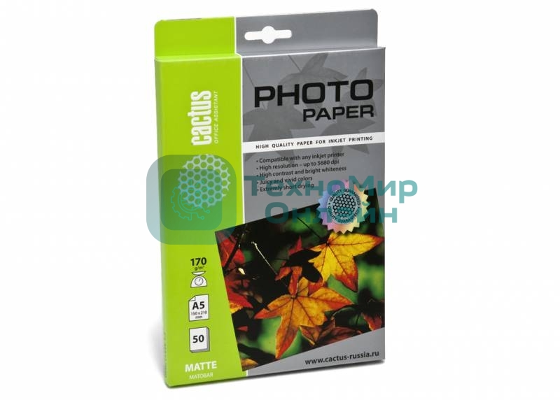 Фотобумага Cactus CS-MA517050 матовая А5 210x148мм 170 г/м2 50 листов