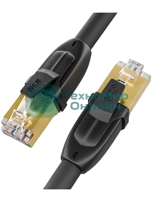 Патч-корд GCR PROF кат.7 ethernet 1.0m F/FTP, RJ45, CU, 28 AWG, литой, прямой, черный, экранированные коннекторы, GCR-52559