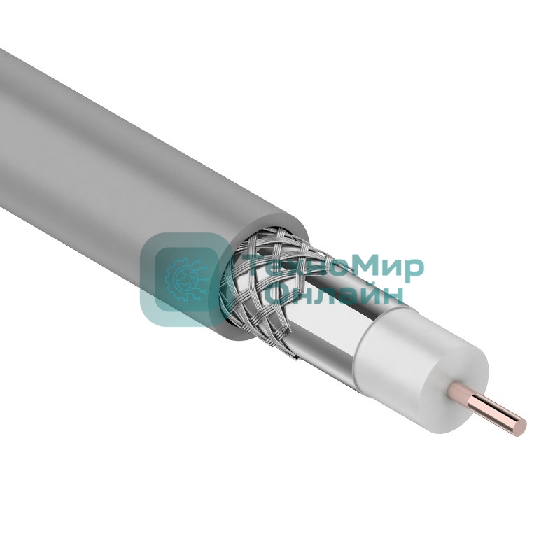 Кабель коаксиальный Rexant RG-8X, 50 Ом, CCS/Al/Al, 75%, бухта 100 м, серый