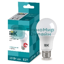 Лампа cветодиодная IEK LLE-A60-13-230-40-E27 ECO A60 шар 13Вт 230В 4000К E27