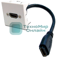 Вставка Mosaic 45x45, адаптер в комплекте HDMI с удлинителем, мама-мама, белая