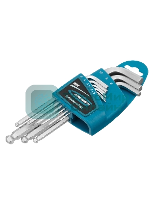 Набор ключей имбусовых Gross 16403 HEX, 1,5–10 мм, S2, 9 шт., удлиненные с шаром, сатинированные