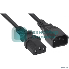 Кабель питания Filum ПВС-АП 3x1.0 С13 - C14, 220/250В, 10А, чёрный, 1м