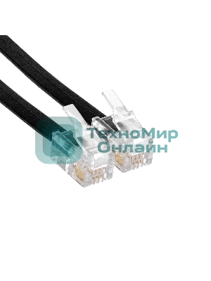 Патч-корд телефонный ExeGate TC4P4C-2M (шнур для телефонной трубки, витой, RJ-10 (4P-4C), 2м, черный)