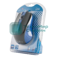 Мышь проводная Oklick 225M черный/синий, 1200 dpi, USB, кнопки - 3