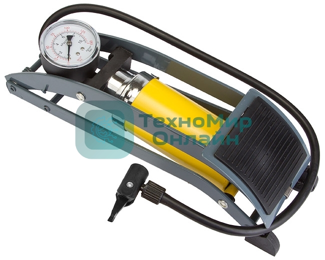 Насос FP-0902A ножной стационарный с манометром, цилиндр 55х120мм, шланг с автовентилем, стальной