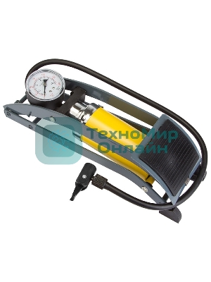 Насос FP-0902A ножной стационарный с манометром, цилиндр 55х120мм, шланг с автовентилем, стальной