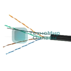 Кабель Cablexpert, UTP5e, 4 пары, 0.51 мм, медь, однож., 305 м, для внешней прокладки с тросом, Fluke Test, черный