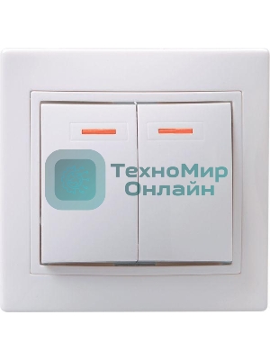 Выключатель 2-кл. СП КВАРТА с инд. 10А IP20 ВС10-2-1-КБ белый IEK EVK21-K01-10-DM