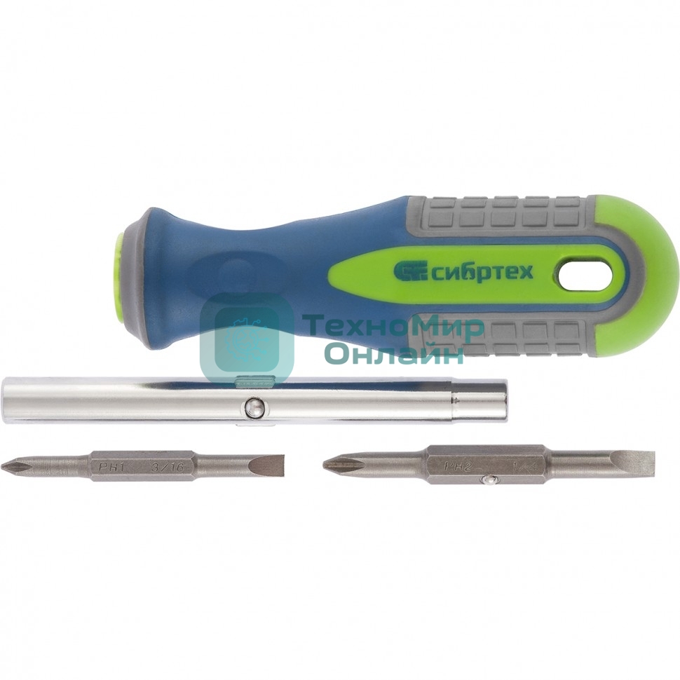 Отвертка Сибртех комбинированная SL5,0/Ph1, SL6,0/Ph2